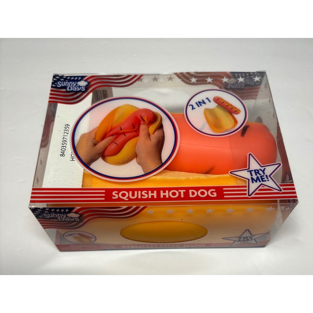 Sunny Days NWT Entertainment Squish Hot Dog 2 in 1 Sensory Fidget Toy